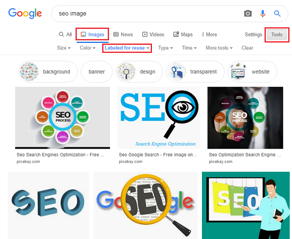 Get Royalty Free Images using Google Image Search Feature for On Page SEO Steps